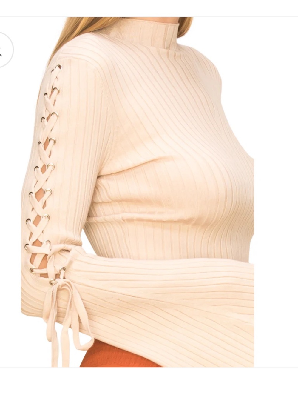 HYFVE divine destiny solid knit long lace up bell sleeve cropped sweater M